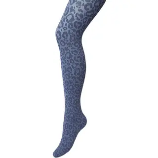 Bonnie Doon Kinder Panty Met Panter Print 100 Denier Maat 116-134 S Blauw - Uitstekend Draagcomfort - Meiden Panty - Meisjes - Kinderen - Kids -