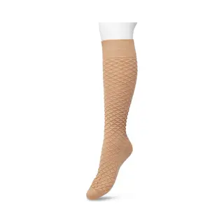Bonnie Doon Bio Kabel Kniekousen Dames Licht Bruin Maat 36/42 - Kabel Patroon In Ruit Vorm - Biologisch Katoen - Uitstekend Draagcomfort - Cable Knee
