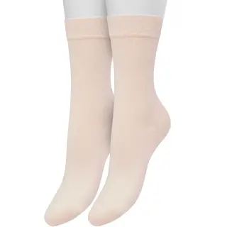 Bonnie Doon Basic Sokken Dames Licht Roze Maat 36/42 - 2 Paar - Basis Katoenen Sok - Gladde Naden - Brede Boord - Uitstekend Draagcomfort - Perfecte