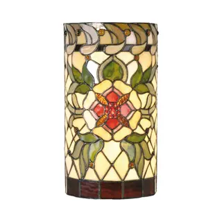 Lumilamp Wandlamp Tiffany 20x11x36 Cm Groen Rood Glas Roos