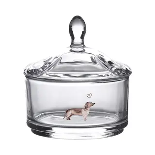 Clayre & Eef Glazen Potje Ø 9x9 Cm Glas Teckel