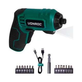 Vonroc Accu Schroefmachine – 4V – Incl. 14-delige Bitset, Usb-C Oplaadkabel En Opbergtas