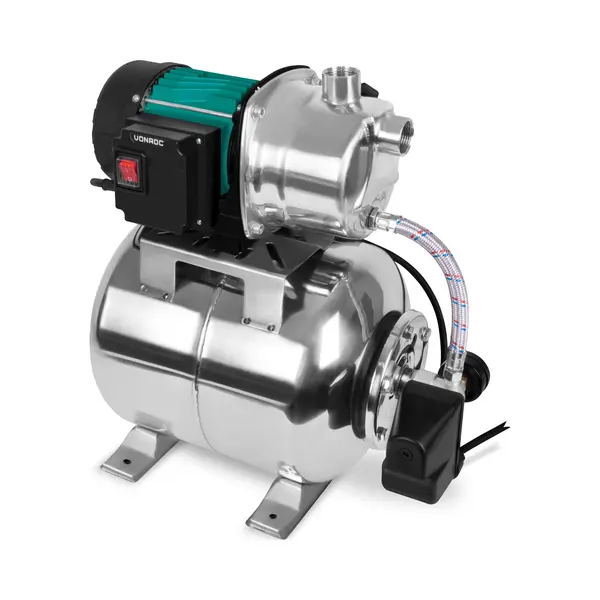 Vonroc Hauswasserwerk 1000W – Automatische Wasserpumpe Mit Druckschalter & 19 L Tank – 3500 L/h, 4, 4 Bar – Für Gartenbewässerung & thumbnail
