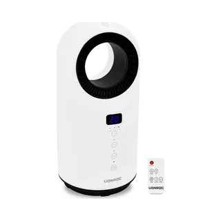 Vonroc Elektrische Kachel – Ventilatorkachel - 1000W/1500W – Bladeless - Keramisch - 3 Standen – Incl. Afstandsbediening - Zwenkfunctie -