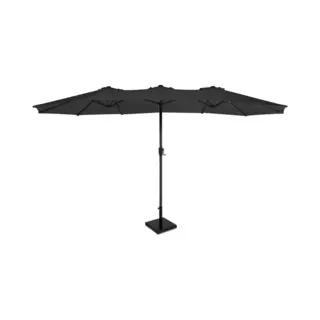 Vonroc Premium Parasol Iseo - 460x270cm – Dubbele Parasol - Combi Set Incl. Parasolvoet Van 26 Kg - Duurzaam - Uv Werend Doek - Antraciet/Zwart -