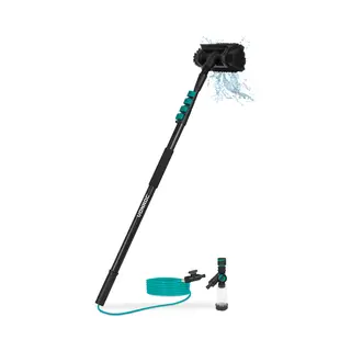 Vonroc Telescopische Wasborstel – 4, 60m - Incl. Borstelkop, Waterslang En Zeepdispenser
