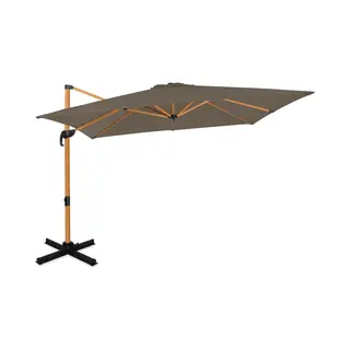 Vonroc Zweefparasol Pisogne 300x300cm – Premium Parasol - Houtlook | Taupe