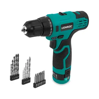 Vonroc Akkubohrmaschine 12V | Inkl. Akku, Usb-C Kabel Und 16-teiligem Bohr- Und Bit-Set
