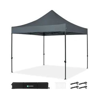 Vonroc - Faltpavillon 3x3 M – Modulares Design – Faltbar – Wasserdicht – Stahlrahmen – Uv-schutz 50+ – Inkl. Tragetasche – Grau