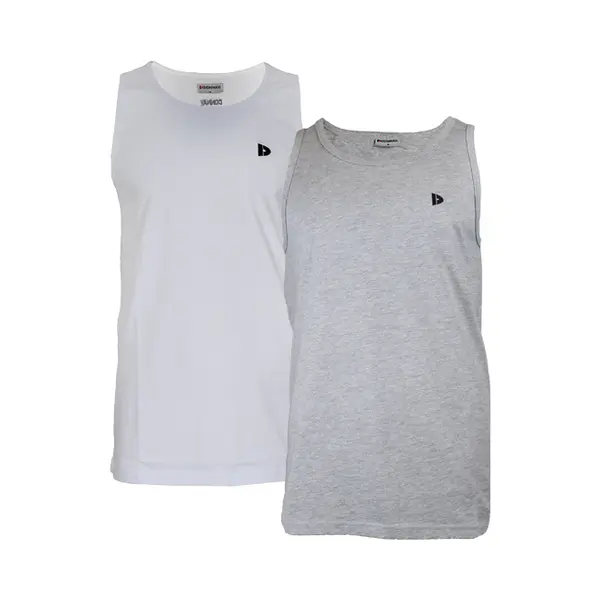 2-Pack Donnay - Muscle Shirt (James) - Tanktop - Heren - White/Light Grey-marl (468) - Maat M thumbnail