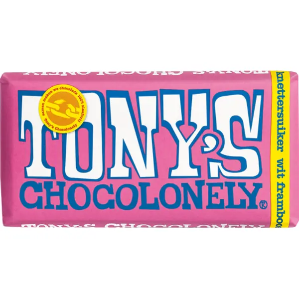 Tony’s Chocolonely Wit framboos knettersuiker 180 g thumbnail