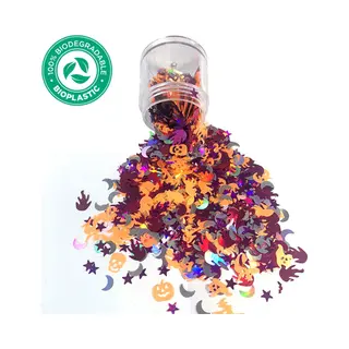 Halloween Decoratie Chunky Glitters (Figuurtjes Paars/Oranje) (Volume 8g) [Halloween Outfit Versiering Kostuum Voor Kinderen Volwassenen -