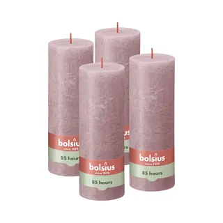 Bolsius - Rustieke Kaars - 4 Stuks - Oud Roze - 19cm