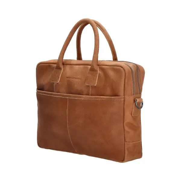Hide & Stitches Hunter Laptoptas 15, 6 Inch - Business Tas - Schoudertas - 100% Leer - Cognac thumbnail