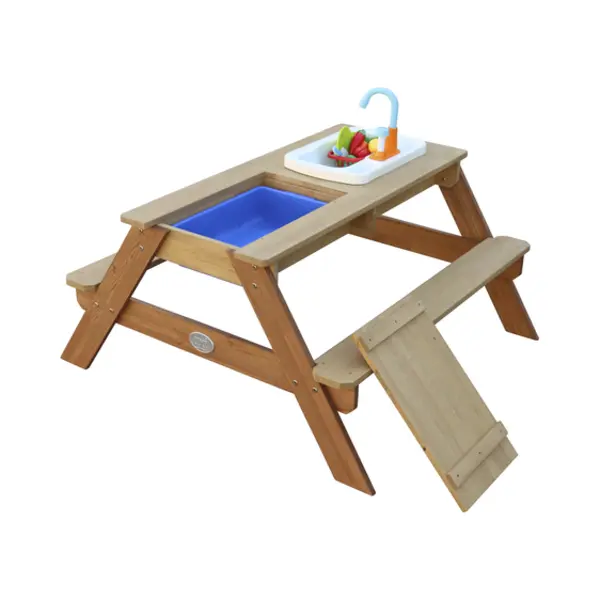 Axi Emily Zand & Water Picknicktafel met Speelkeuken wastafel Bruin thumbnail