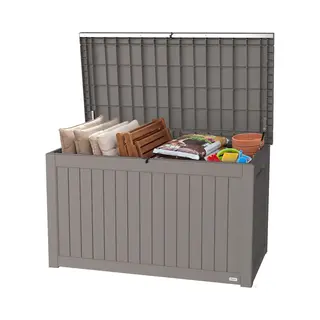 LifeGoods Opbergbox - 870L - Kussenbox - Waterdicht - Tuinkussenbox - Roestvrij - Tuinbox - 146.5x81.5x85.6 Cm - Grijs