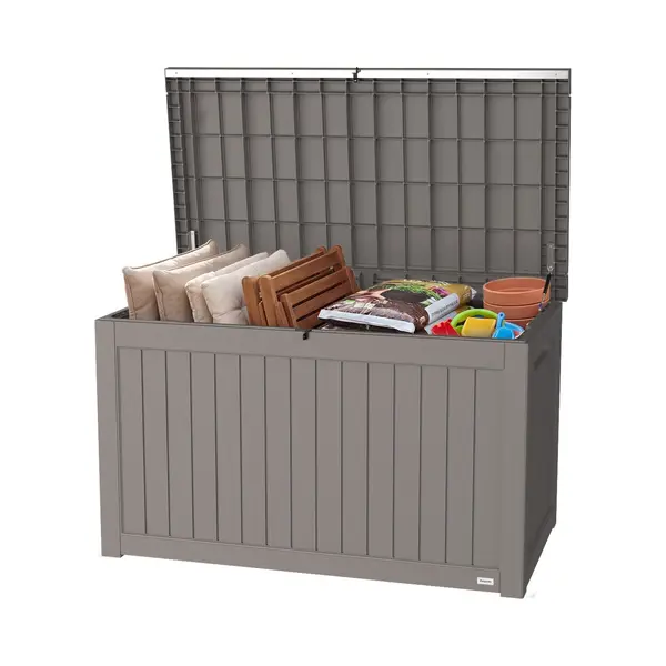 LifeGoods Opbergbox - 870L - Kussenbox - Waterdicht - Tuinkussenbox - Roestvrij - Tuinbox - 146.5x81.5x85.6 Cm - Grijs thumbnail