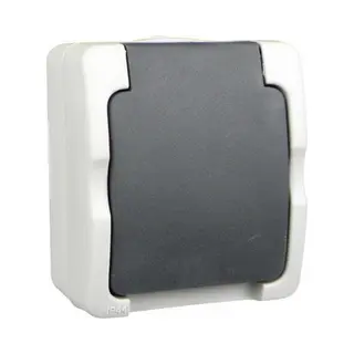 Ratio Enkelvoudige Opbouw Wandcontactdoos - Spatwaterdicht - Met Deksel - IP54 - 83x72x49 Mm