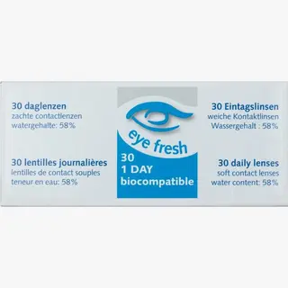 Eye Fresh Zachte Daglenzen - 30 Stuks - Sterkte -0.50 - Hioxifilcon A - 58% Water - Langdurig Draagcomfort