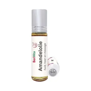 Berivita Amandelolie 10ml Rollerfles Glas - Puur, Koudgeperst, Onbewerkt En Hexaanvrij - Zoete Amandel Olie Voor Huid En Haren - Sweet Almond Oil, Prunus
