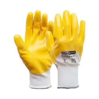 Oxxa Cleaner 50-002 Handschoen (12 Paar) Xl Oxxa - Geel/wit - Nitril/Polyester - Gebreid Manchet - En 388, 2016