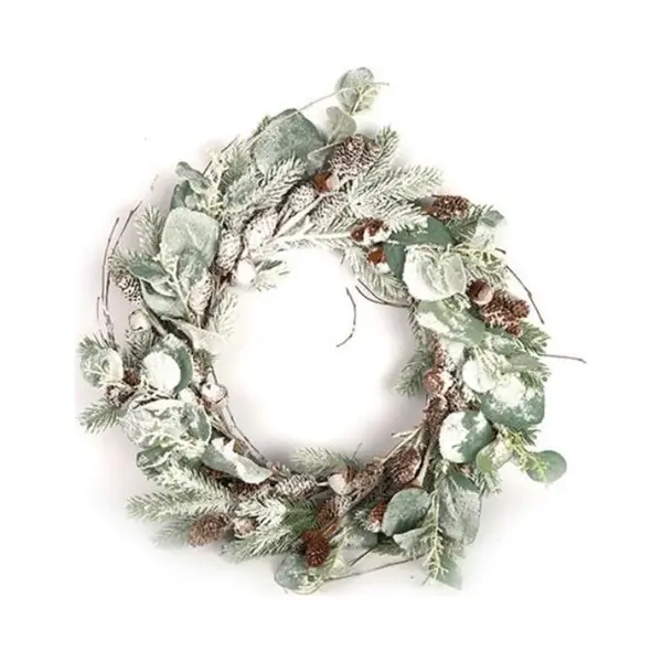 Decostar Kerstkrans Karitta 30 Cm Groen/wit thumbnail