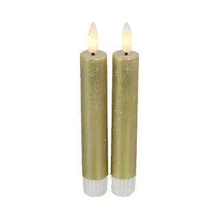 Countryfield Led Dinerkaarsen - 2x St- Goud -H15cm - Afstandsbediening