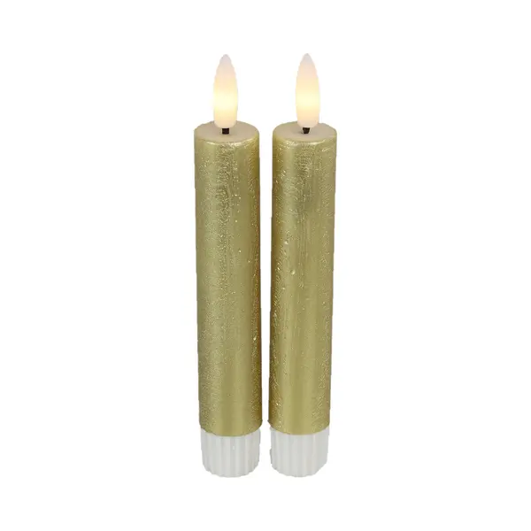 Countryfield Led Dinerkaarsen - 2x St- Goud -H15cm - Afstandsbediening thumbnail