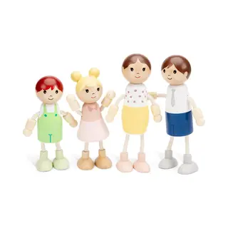 Woet Spielzeugfamilie Aus Holz Für Kinder – Set Mit 4 Figuren – Zubehör Für Puppenhaus – Nachahmspiel – Ab 3 Jahren – Geschenk Für