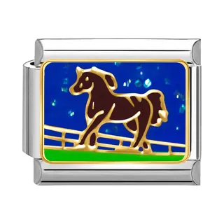 Quiges Italian Charms Bracelet Link 9mm Horse