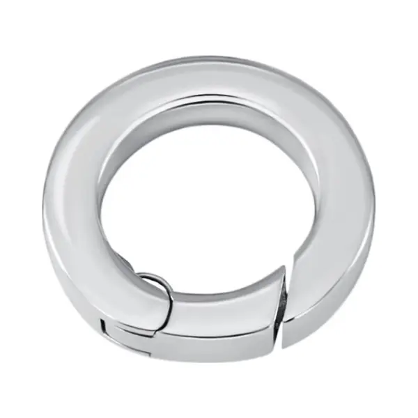 Quiges Clip Ring Carrier Silver 17 Mm Stainless Steel Connector For Necklace And Coin Pendant With Push Gate Clasp thumbnail