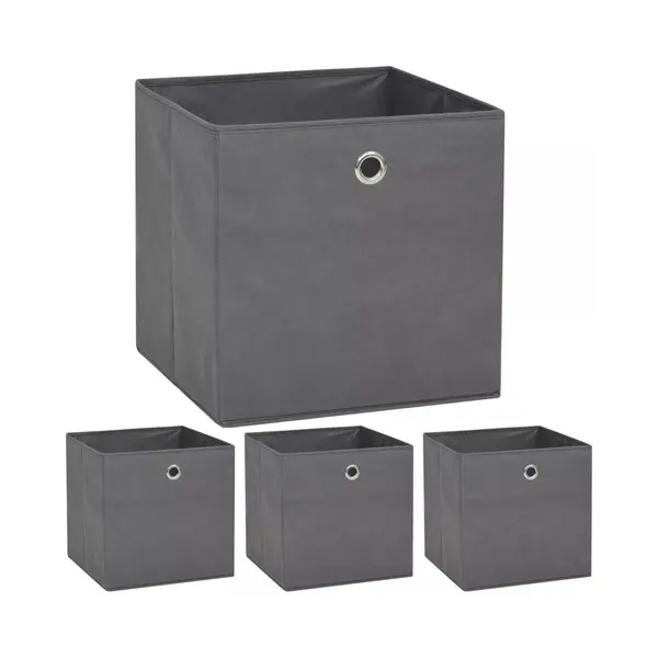VidaXL - Opbergboxen - 4 - St - 32x32x32 - Cm - Nonwoven - Stof - Grijs thumbnail