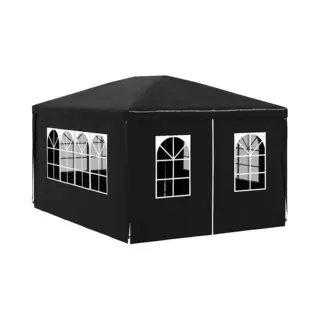 VidaXL Anthracite Party Tent - 3x4m, Uv And Water-Resistant Polyethylene Material, Sturdy Steel Frame, Outdoor Canopy With Decorative Side Panel