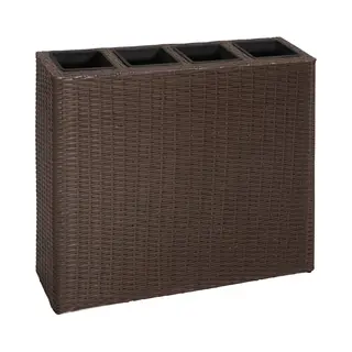 VidaXL - Plantenbak - Verhoogd - Met - 4 - Potten - Poly - Rattan - Bruin