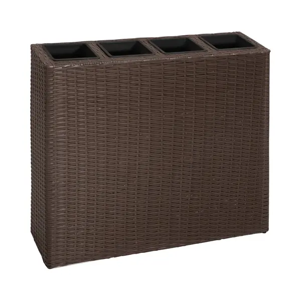 Vidaxl - Garden Raised Bed With 4 Pots Poly Rattan Brown thumbnail