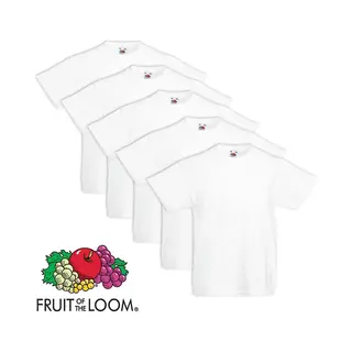 Fruit Of The Loom T-shirt Kinderen Maat 164 100% Katoen 5 Stuks (wit)