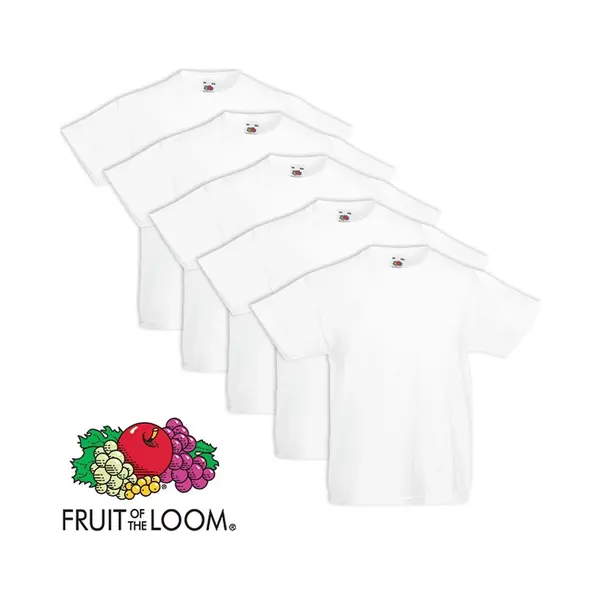 Fruit Of The Loom T-shirt Kinderen Maat 164 100% Katoen 5 Stuks (wit) thumbnail