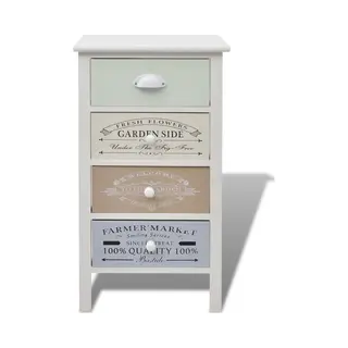 French Storage Cabinet 4 Drawers Wood Vidaxl
