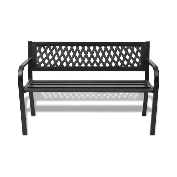 VidaXL Tuinbank 118 Cm Staal Zwart thumbnail