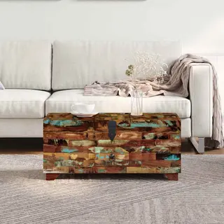 VidaXL Massivholz Couchtisch Truhe Beistelltisch Sofatisch Aufbewahrung Antik