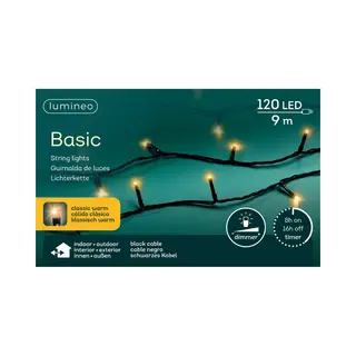 Lumineo Lichterkette Basic 120 Led 9 M Klassisch Warm, Schwarzes Kabel