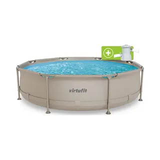 VirtuFit Rond Zwembad -Ø305 X 76 Cm - Beige - Inclusief Filterpomp