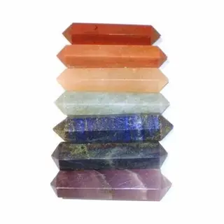 Yogi & Yogini Edelstenen Set 7 Chakra Massage Staafjes In Tasje - 3 Cm - Fluweel - Edelsteen