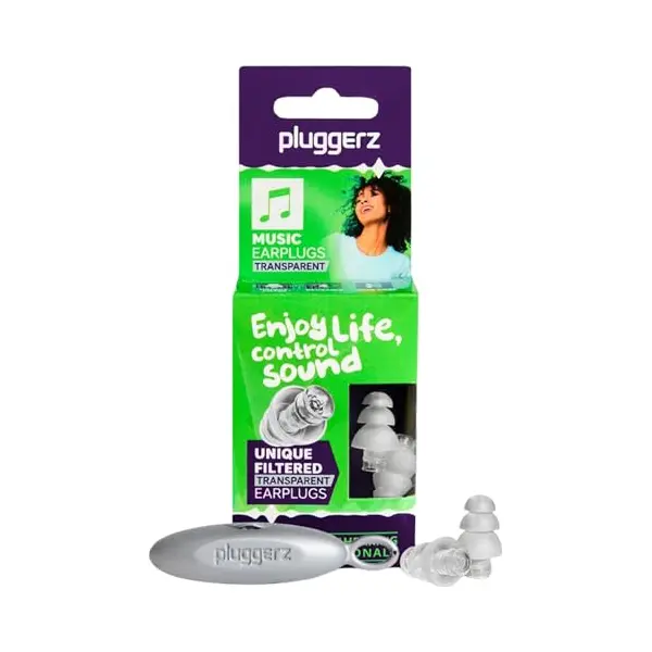 Pluggerz Enjoy Music Earplugs, Transparent, Skin-Friendly Material, Reusable Ear Plugs With Filter, 24-29 Db Noise Reduction Rating, Universal-Fit thumbnail