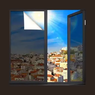 Reflecterende Zonwerende Hr++ Raamfolie - 45x300cm - Zilver/Zwart - Isolerend & Zelfklevend - Privacyfolie Door Spiegeleffect - Warmtewerend & Anti
