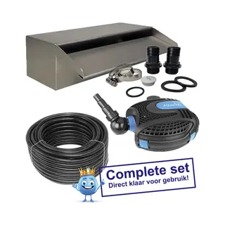 Aquaking Rvs Waterval 80 Cm Complete Set Incl. Vijverpomp, Waterslang & Rvs Slangklem - Vijverpomp - Elektrische Pomp - Vijver - Waterval - Vijverpomp