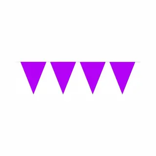 Party Vlaggenlijn Puntvlaggetjes - Kunststof - Paars - 10 Meter - Slinger - Versiering/feestartikelen