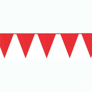Party Vlaggenlijn Puntvlaggetjes - Kunststof - Rood - 10 Meter - Slinger - Versiering/feestartikelen