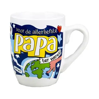 123 Kado koffiemokken Cartoon Cadeau Koffie Mok/beker - Voor De Allerliefste Papa Ter Wereld - 300 Ml - Vaderdag / Verjaardag