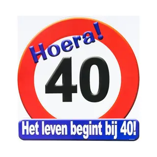 Paper dreams 40 Jaar Verjaardag Stopbord - Dia 50 Cm - Leeftijd Feestartikelen - Verkeersbord - Karton - Huldebord - Deurbord